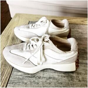 Steve Madden Womens Leather Lace Up Campo Sneakers Beige Cream Colorway 8.5 M